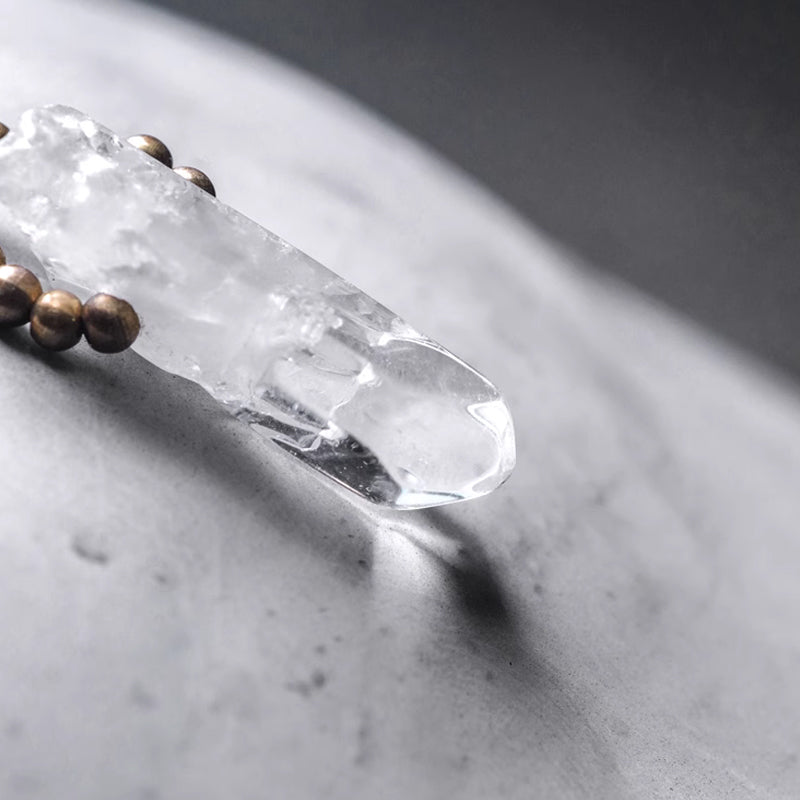 Black Rutilated Quartz + Clear Quartz Peace Bracelet