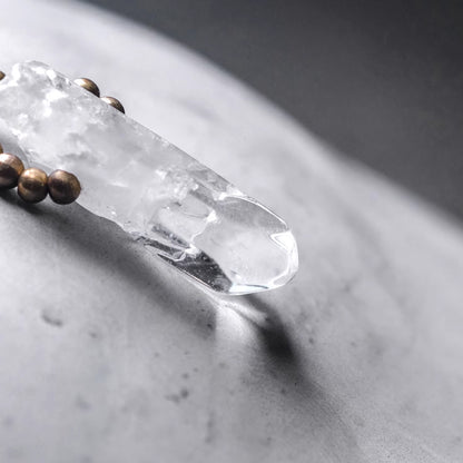 Black Rutilated Quartz + Clear Quartz Peace Bracelet