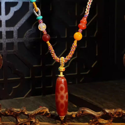 Lightning Five-Eye Dzi Bead Pendant