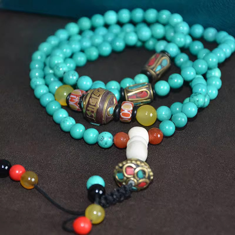 108 Enhanced Turquoise Buddhist Mala
