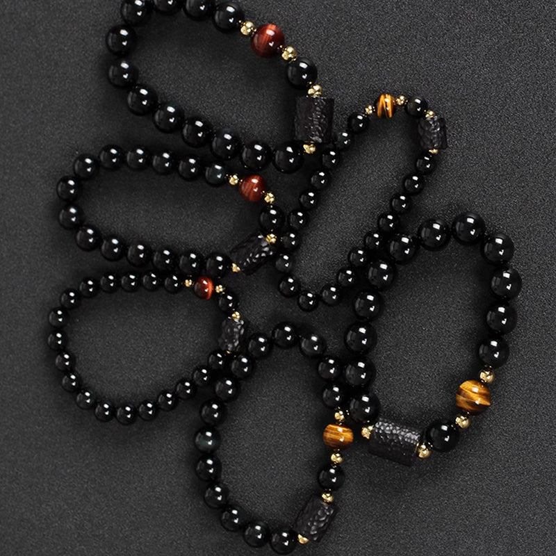 Obsidian, Red Tiger's Eye, and Yellow Tiger's Eye Bracelet