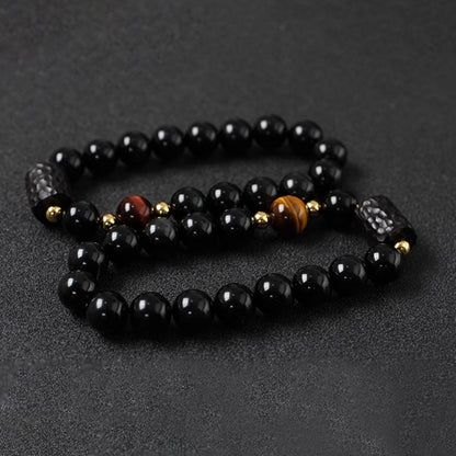 Obsidian, Red Tiger's Eye, and Yellow Tiger's Eye Bracelet