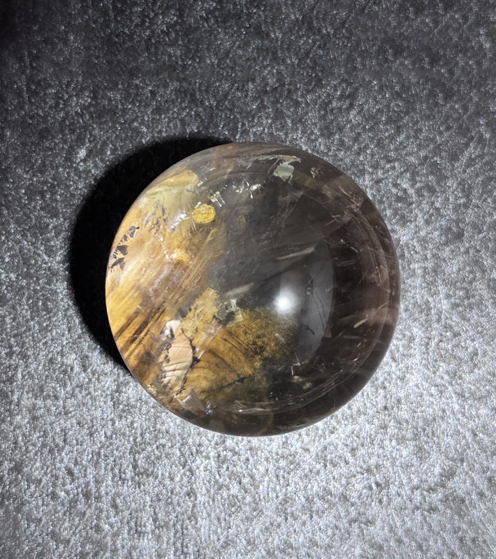 Golden Butterfly Crystal Ball (6.6cm) - Rare Garden Scene Quartz Sphere with Sparkles