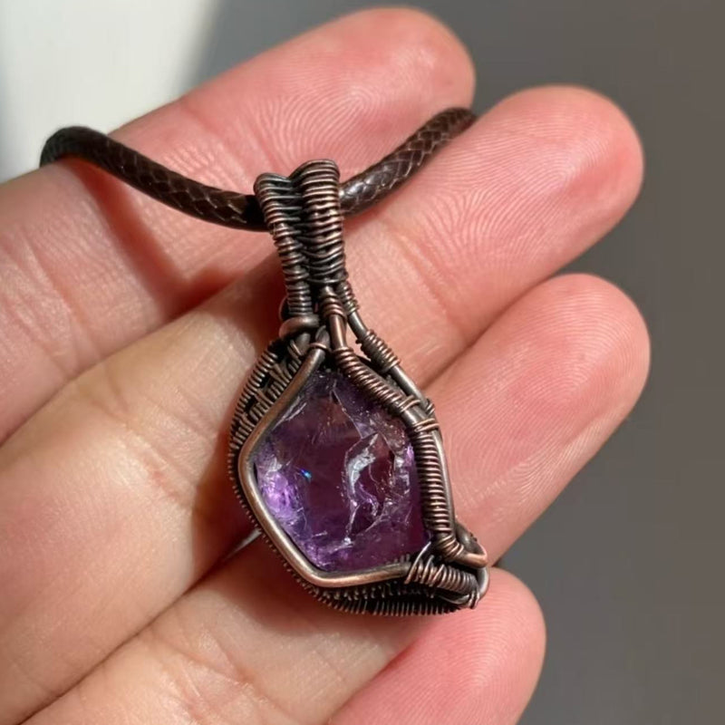 Spiritual Awakening｜Handmade Copper Wire Wound Amethyst Pendant