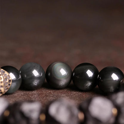 Black Sandalwood Obsidian Bracelet – Spiritual Defense & Inner Strength
