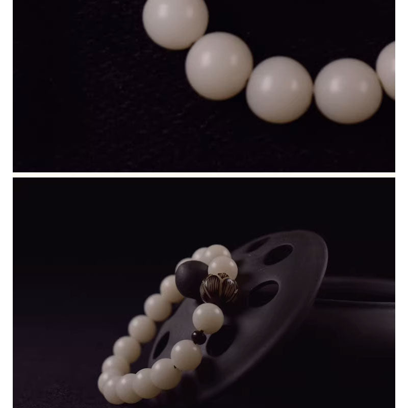 White Jade Bodhi Seed Bracelet