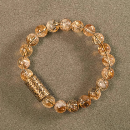 Single-strand yellow crystal quartz bracelet
