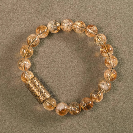 Single-strand yellow crystal quartz bracelet