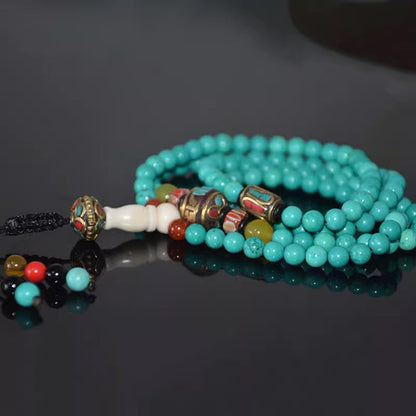 108 Enhanced Turquoise Buddhist Mala