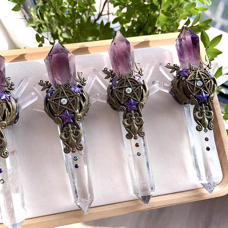 Crystal Wand (Amethyst and Clear Quartz)
