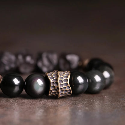 Black Sandalwood Obsidian Bracelet – Spiritual Defense & Inner Strength