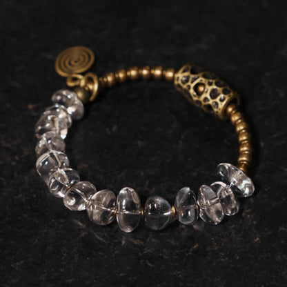 Handmade Raw White Crystal & Brass Bracelet