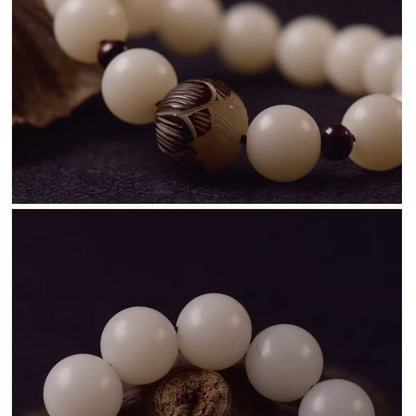 White Jade Bodhi Seed Bracelet