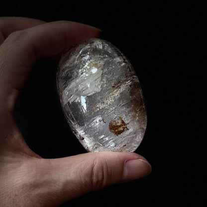 Skeletal Quartz Palm Stone - "Stardust Connection" with Cosmic Inclusions