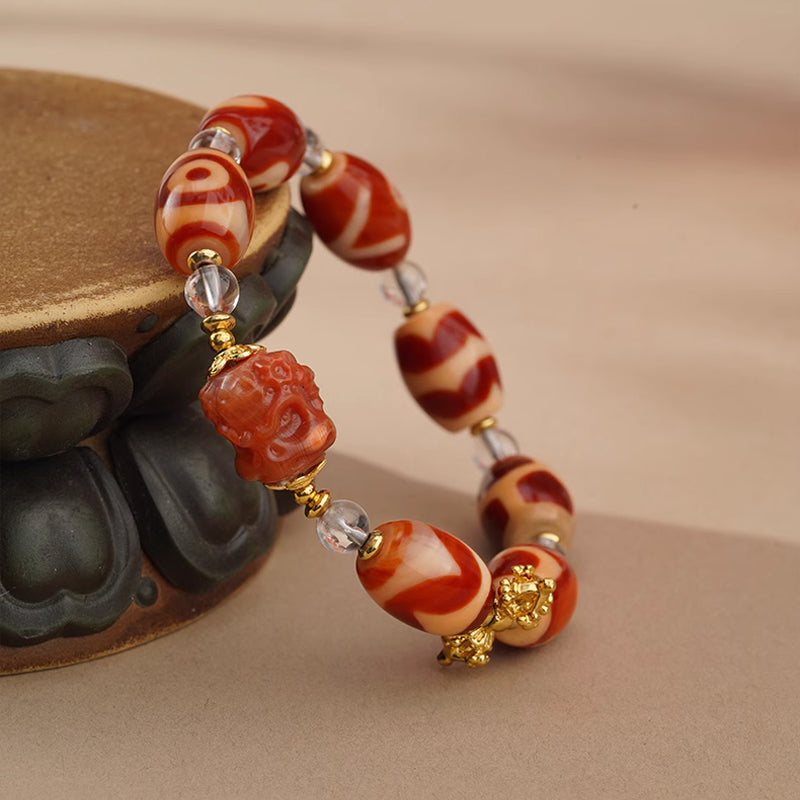 Carnelian Dzi Beads and Gemstone Bracelets