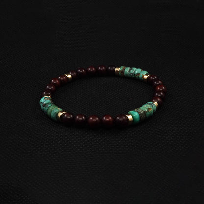 Natural Turquoise & Sandalwood Bead Bracelet
