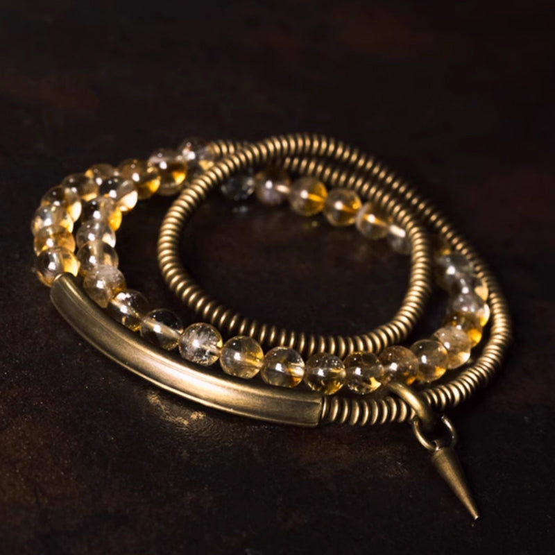 Dual-Layer Golden Abundance Bracelet – Solar Plexus Boost & Lucky Aura