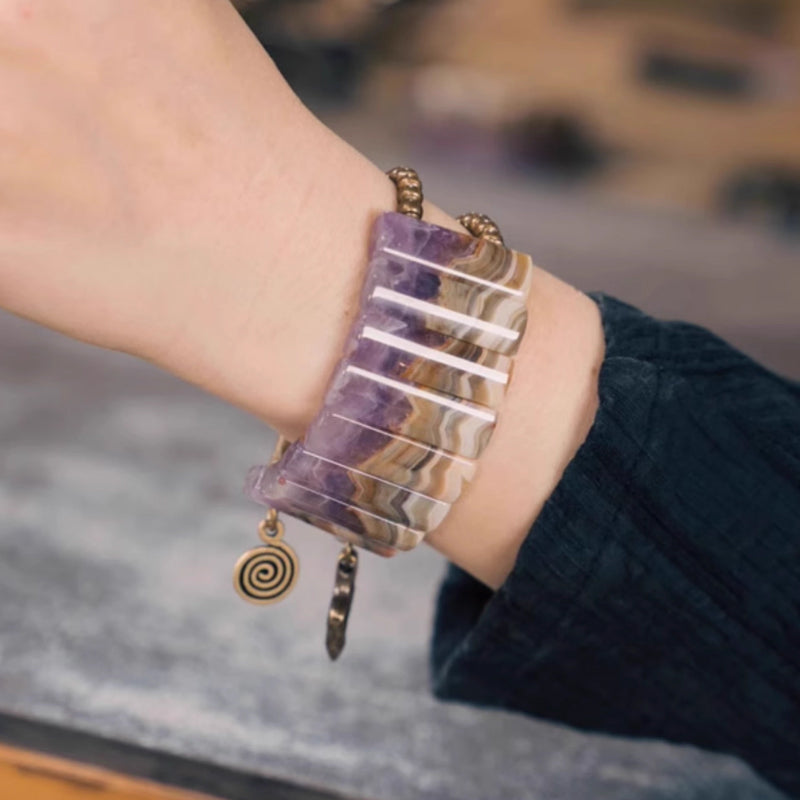 "Ethereal Gradient" Agate & Amethyst Union Bracelet
