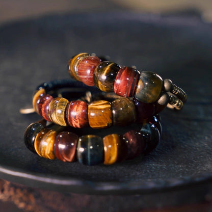 "Solaris Guardian" Tiger's Eye & Ebony Wood Bracele