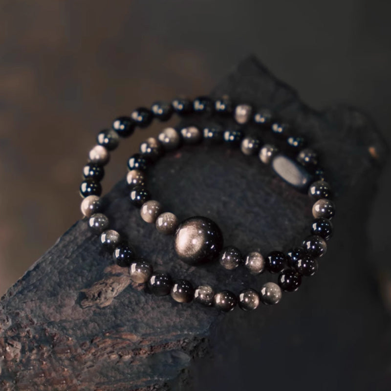 Silver Obsidian Energy Bracelet – Intuition Booster & Aura Armor