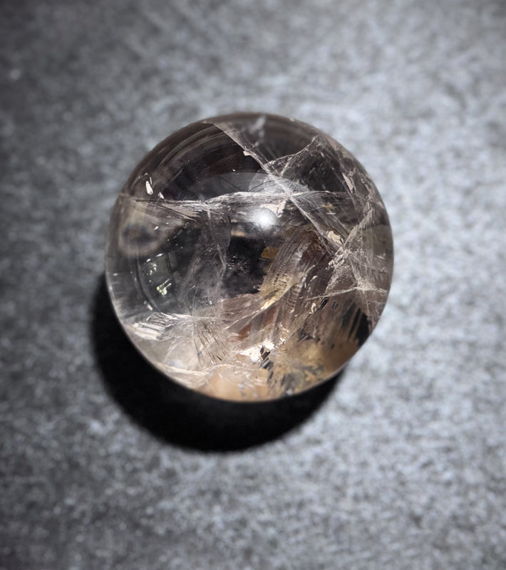 Golden Butterfly Crystal Ball (6.6cm) - Rare Garden Scene Quartz Sphere with Sparkles
