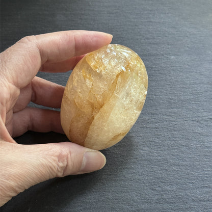 Himalayan Golden Rutilated Quartz Palm Stone – Meditation & Energy Healing