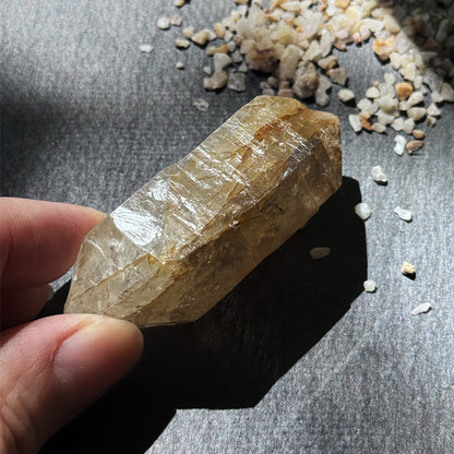 Sparkling Phantom Quartz – Glittering Mineral Specimen & Palm Stone