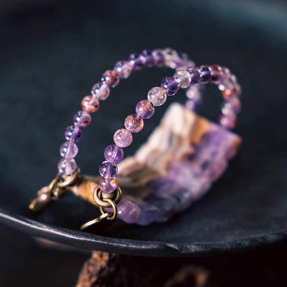 Amethyst + Purple Phantom Quartz Bracelet - Timeless Mysticism for the Modern Soul