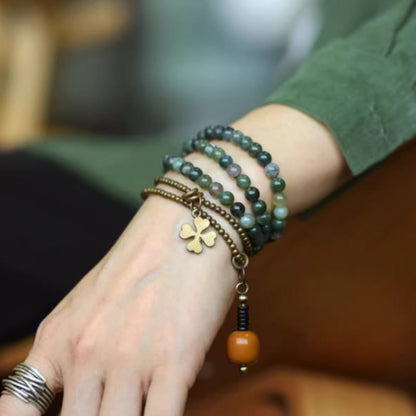 "Forest Radiance" Moss Agate & Citrine Bracelet with Copper Accents