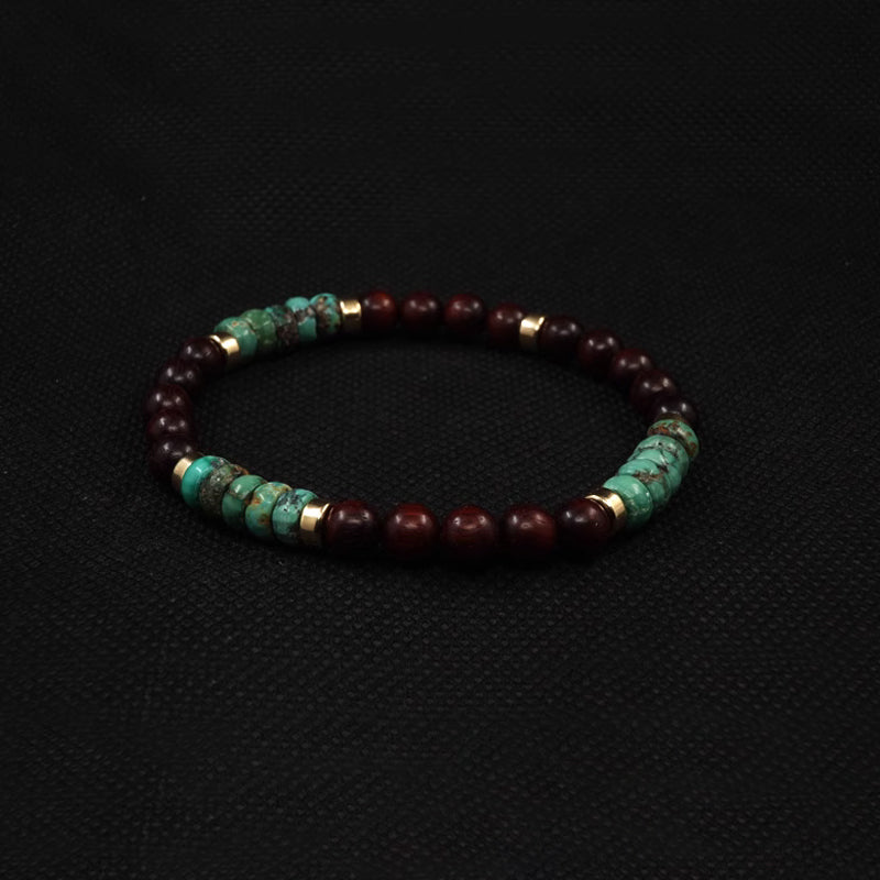 Natural Turquoise & Sandalwood Bead Bracelet