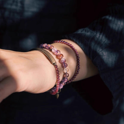 "Royal Harmony" Amethyst & Garnet Multi-Layer Bracelet