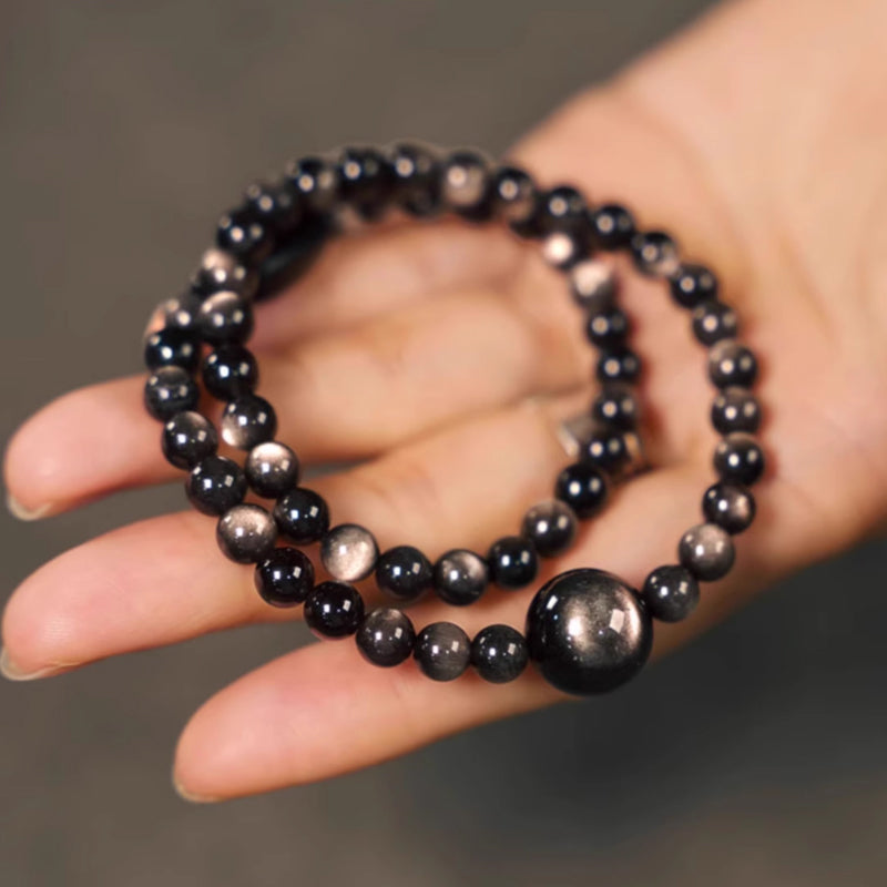 Silver Obsidian Energy Bracelet – Intuition Booster & Aura Armor