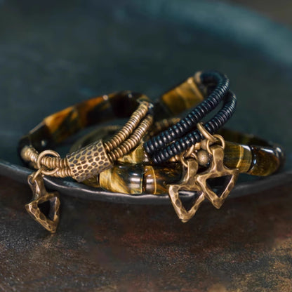 "Sunfire Sentinel" Tiger's Eye & Hand-Forged Copper Bracelet – Earth’s Molten Power