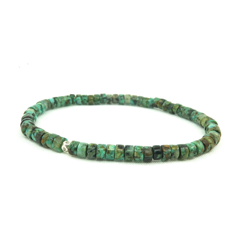 Natural Turquoise Silver Bead Bracelet