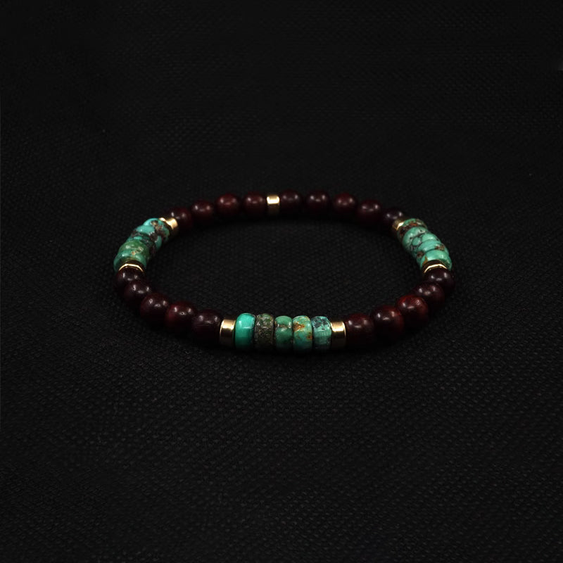 Natural Turquoise & Sandalwood Bead Bracelet