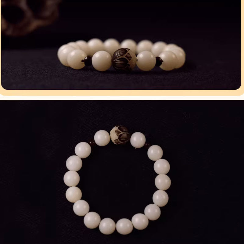 White Jade Bodhi Seed Bracelet
