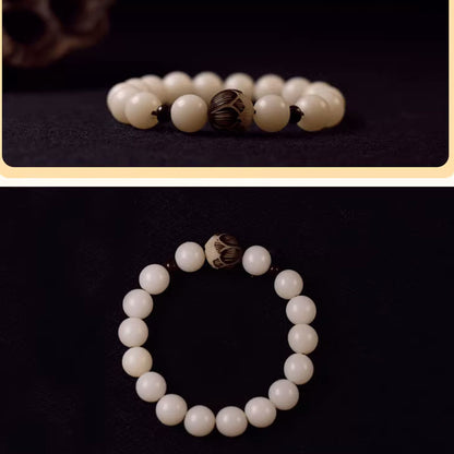White Jade Bodhi Seed Bracelet