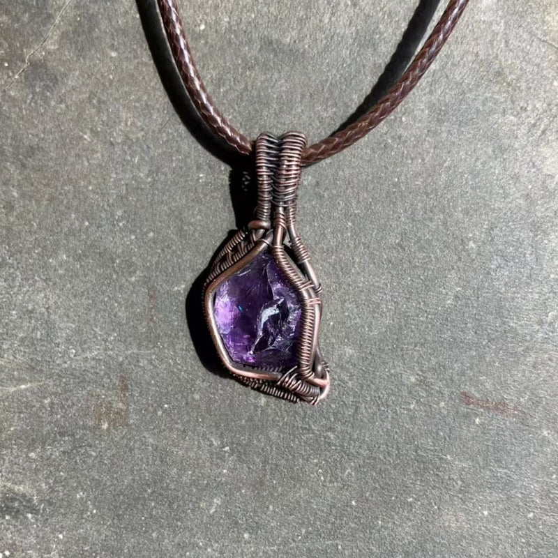 Spiritual Awakening｜Handmade Copper Wire Wound Amethyst Pendant