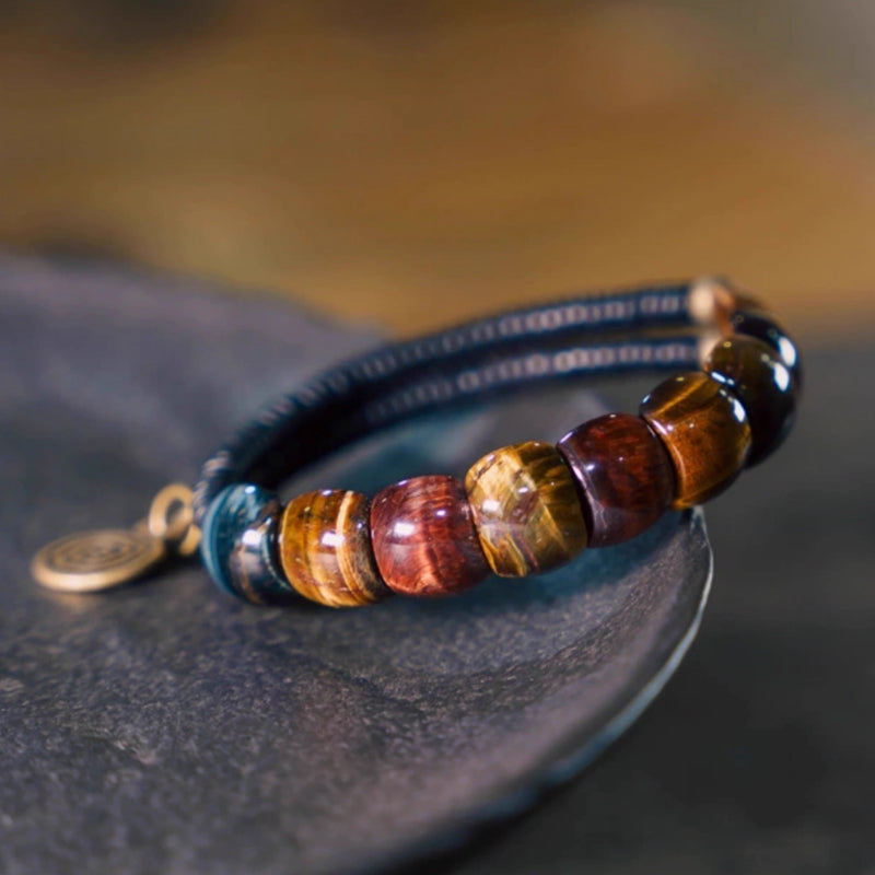 "Solaris Guardian" Tiger's Eye & Ebony Wood Bracele