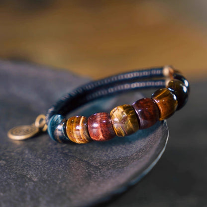 "Solaris Guardian" Tiger's Eye & Ebony Wood Bracele