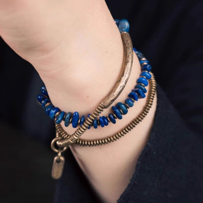 "Midnight Constellation" Lapis Lazuli & Raw Copper Multi-Strand Bracelet