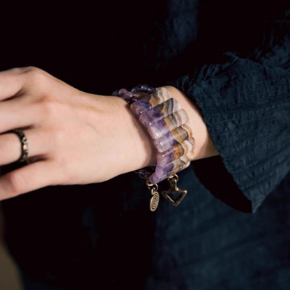 Amethyst + Purple Phantom Quartz Bracelet - Timeless Mysticism for the Modern Soul