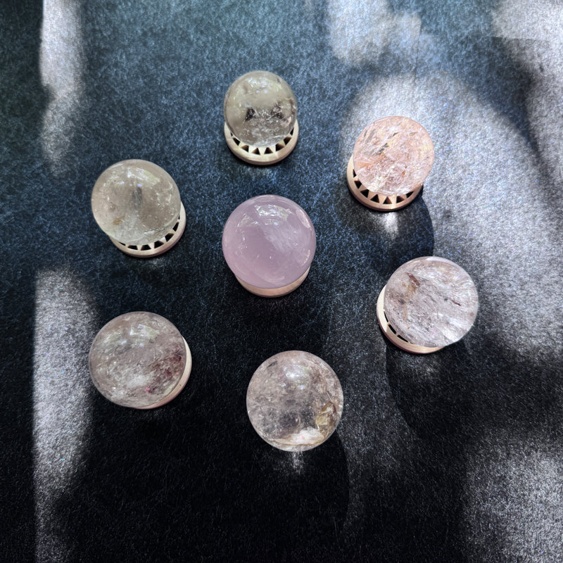 Himalayan Love & Light Crystal Set - 6 Clear Quartz + Rose Quartz Sphere (3.3-3.8cm)