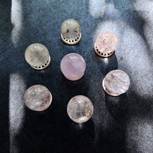 Himalayan Love & Light Crystal Set - 6 Clear Quartz + Rose Quartz Sphere (3.3-3.8cm)