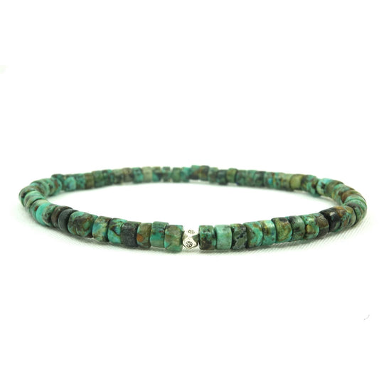 Natural Turquoise Silver Bead Bracelet