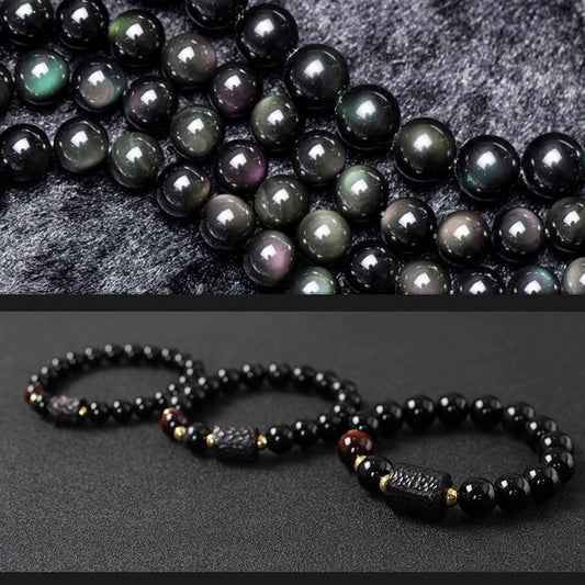 Obsidian, Red Tiger's Eye, and Yellow Tiger's Eye Bracelet