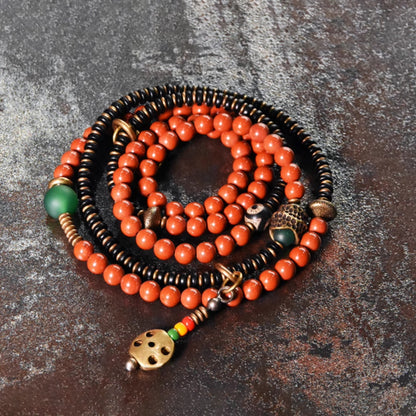 "Ember & Wood" Red Jasper & Sandalwood Multi-Layer Bracelet