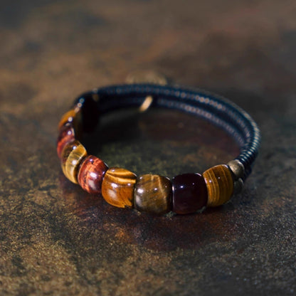 "Solaris Guardian" Tiger's Eye & Ebony Wood Bracele