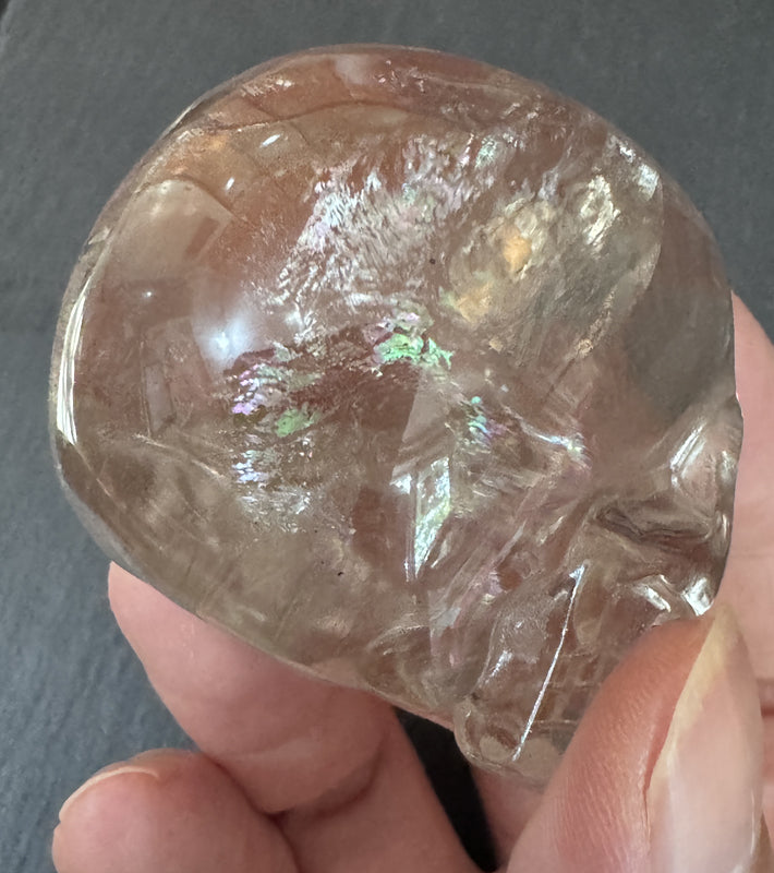Smoky Quartz Crystal Skull - Natural Energy Grid Carving with Sacred Markings