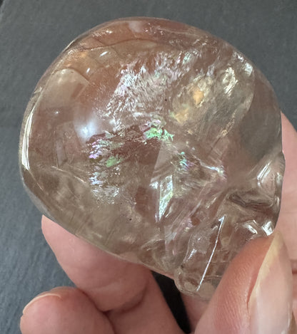 Smoky Quartz Crystal Skull - Natural Energy Grid Carving with Sacred Markings
